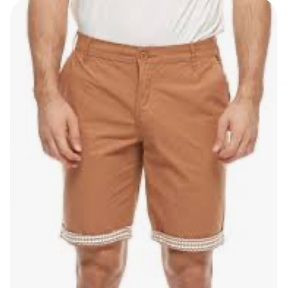 NWT! Another Influence ASOS Brown Cotton Bermuda Shorts w Aztek Trim - size 32